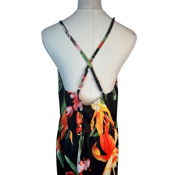 2/$50 NEW Bohemian XL Floral V-Neck Maxi Dress With Cross Back Straps - Picture 12 of 16